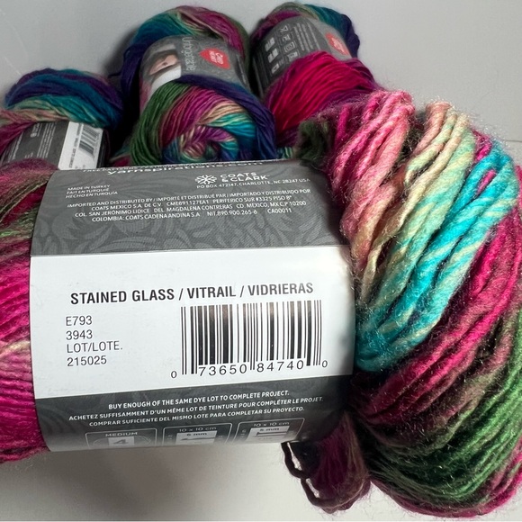 Yarn 4 Redheart Unforgettable Stained Glass yarn medium weight 270 ea colorful - Picture 10 of 12